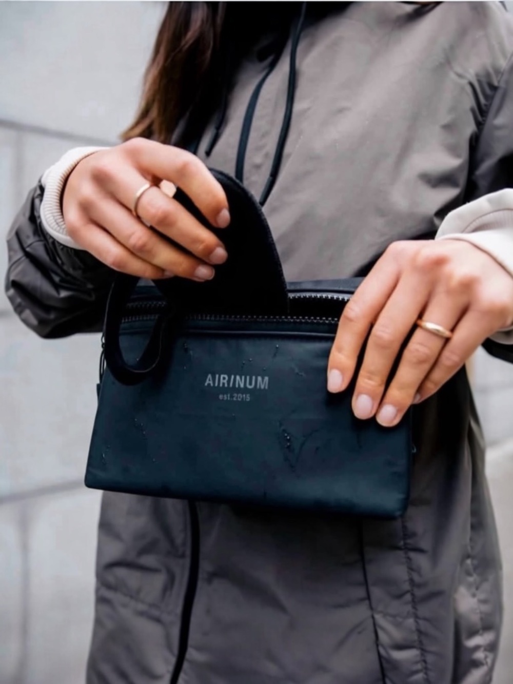 Airinum  Black Crossbody Bag Antimicrobial Water-Resistant Travel Pouch NWT